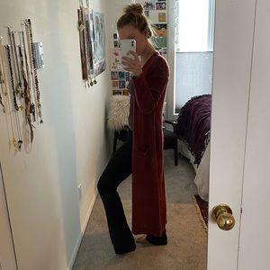 long knit open front sweater